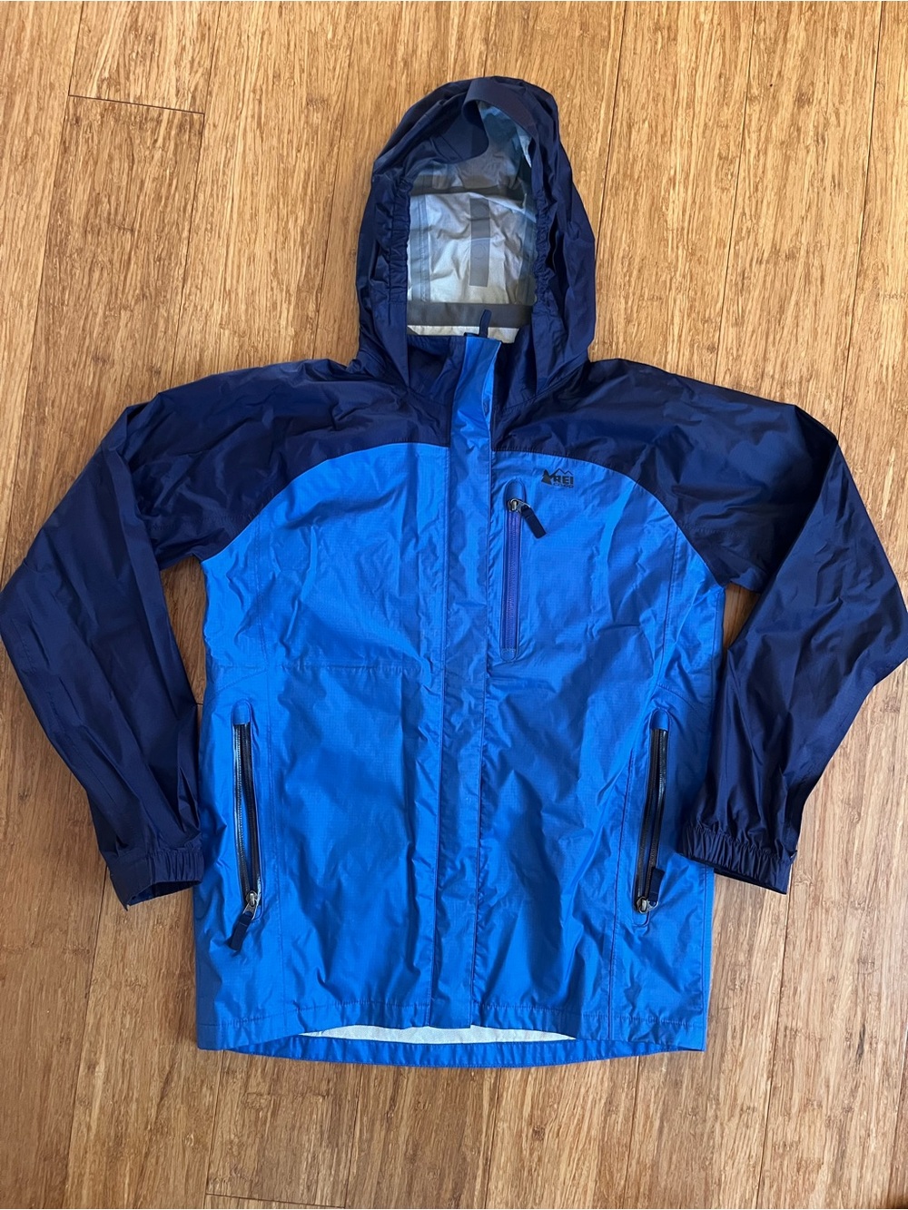 REI Kids Large Blue Hooded Raincoat